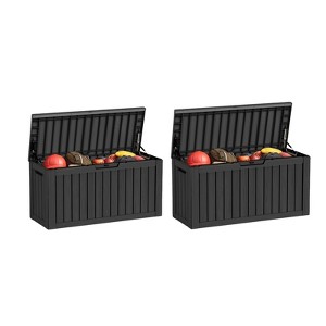 Naysaye Deck Boxes, 2-Piece 80 Gal Outdoor Storage Deck Box, Small Patio Storage Bin for Garden Tools, Black, 46.26"*18.7"*23.23" - 1 of 4
