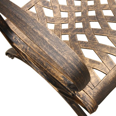 Bronze 48" Round Ornate Mesh Aluminum Patio Dining Set with 4 Chairs