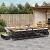 vidaXL 17 Piece Patio Dining Set - Black Poly Rattan & Acacia Wood with Cushions for Garden, Patio, Backyard - Foldable Chairs and Stools - 2 of 4