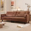 ATJafurn 86“ Genuine Leather Sofa, Mid-Century Modern Upholstered Sectional 3-Seater Retro Couch Oversized Loveseat With Square Arm for Living Room - 2 of 4