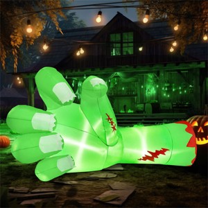 Joyfy 9 FT Long Halloween Inflatables Outdoor Decoration, Giant Zombie Arm Inflatable with Built-in LEDs for Halloween Yard Lawn Garden Decoration - 1 of 4