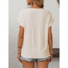 Womens Tops Summer Round Neck Short Sleeve Hollow T Shirt Blouse - 3 of 4