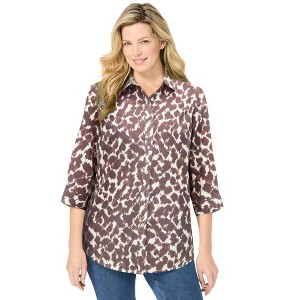 Woman Within Perfect Three Quarter Sleeve Shirt - 1 of 4