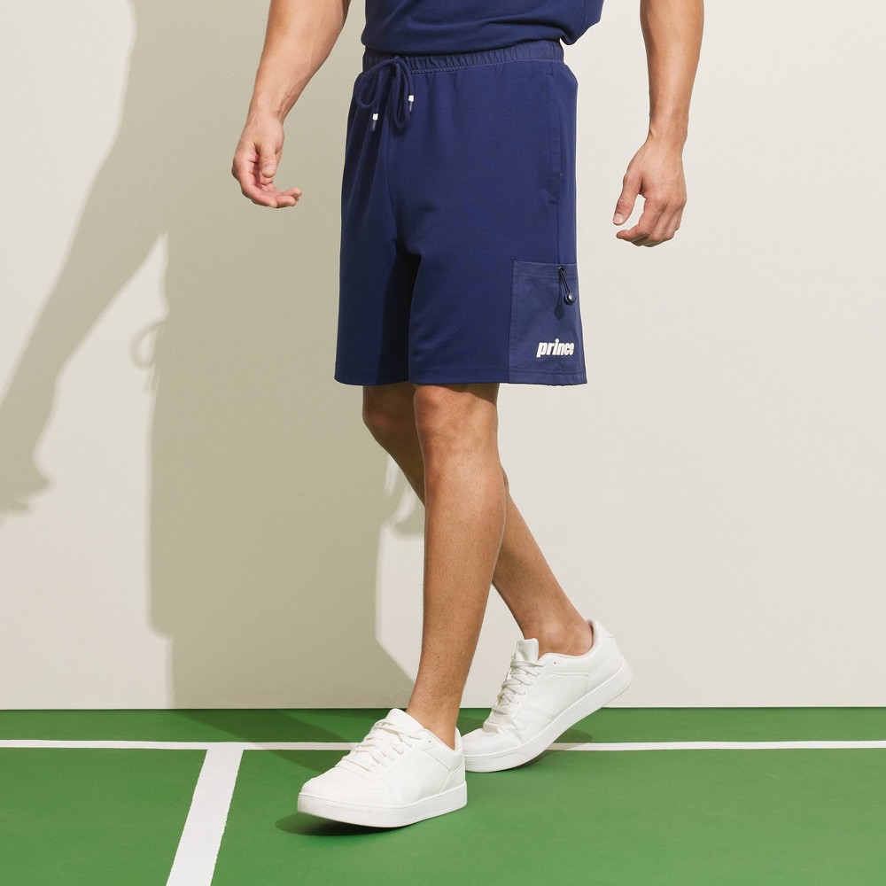 Size L)) Prince Pickleball Men's Ponte Shorts 7" - Navy Blue