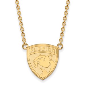 Black Bow Jewelry 10k Yellow Gold Florida Panthers NHL Necklace 18 Inch - 1 of 4