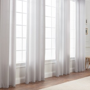 Chanasya 2pk Silky Lightweight Velvet Textured Sheer Window Curtain Panels - Set of 2 - 1 of 4