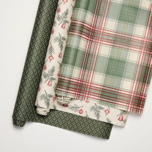 Set of 3 12' Plaid Starburst Ornament Pine Sprigs Gift Wrap - Hearth & Hand™ with Magnolia - 1 of 3