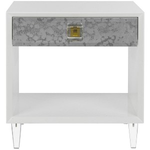 Arcelia Acrylic Eglomise Side Table - SFV3543A - White - Safavieh Couture - 1 of 4