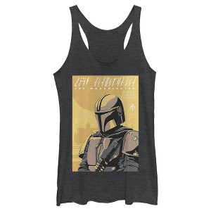 Women's Star Wars The Mandalorian Bounty Hunter Portrait Racerback Tank Top - 1 of 3
