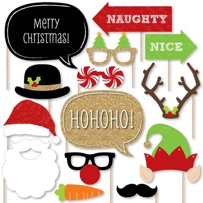 Christmas Photo Booth Props 32 Count Christmas Party Favor Decoration Kit 