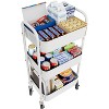 Simple Trending 3 Tier Metal Cart on Wheels, Heavy Duty Rolling Storage Cart for Kitchen to Organize Books Snacks Tools, White - 4 of 4