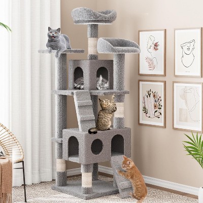 Acekool 63" Cat Tree Tower - Multi-Level Playhouse with Hammocks & Condo