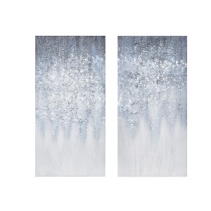 Ridstar Set of 2 Heavily Embellished Canvas Wall Art-White - 1 of 4