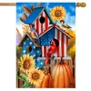 American Fall Birdhouses House Flag Patriotic Autumn Floral 28" x 40" Briarwood Lane - 2 of 4