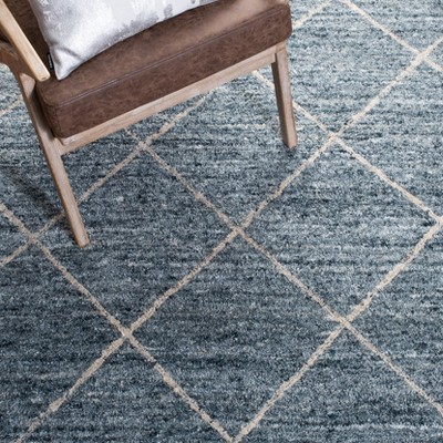 Hand-Loomed Artisan Blue Wool Rug, 4' x 6', Transitional Tufted Design