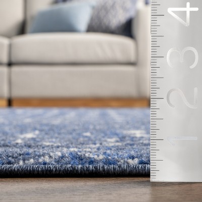 Dark Blue Trellis Synthetic Reversible Runner Rug
