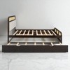 Queen Size Platform Bed with Rattan Headboard, Trundle Bed, Upholstered Cushion, and 2 Storage Drawers - 3 of 4
