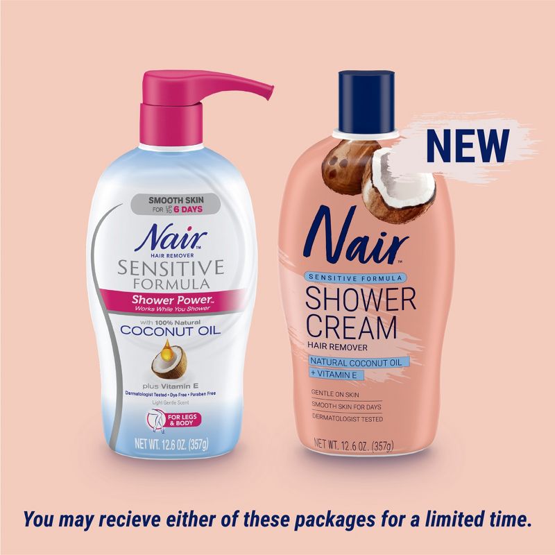 Nair Sensitive Shower Cream Hair Remover with Coconut Oil and Vitamin E - 12.6oz, 5 of 10
