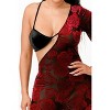 Slickblue Women's Velvet Flocking Jumpsuit, Bell Sleeves, Skinny Fit, Bra Included, Burgundy, Size S-L - 2 of 4