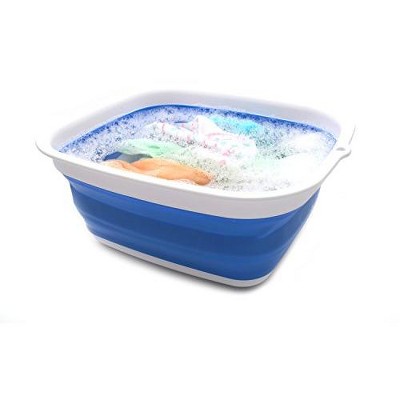 SAMMART Medium Gray Collapsible Plastic Dish Tub