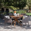 Christopher Knight Home Owen Outdoor Acacia Wood and Wicker 5 Piece Dining Set with Cushion - 2 of 4