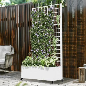 71.37in.L x 35.1in.W x 15.6in.H Black Metal Rectangle Outdoor Planting Box with Climbing Frame (1-Pack) - 1 of 4