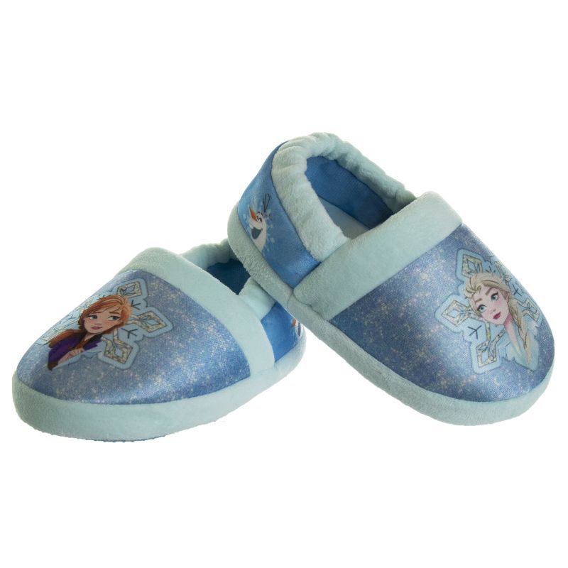 Disney Frozen Girl Slippers - Elsa and Anna Plush Lightweight Warm Comfort Soft Aline House Shoes  Ice Blue (sizes 5-12 Toddler-Little Kid), 3 of 9