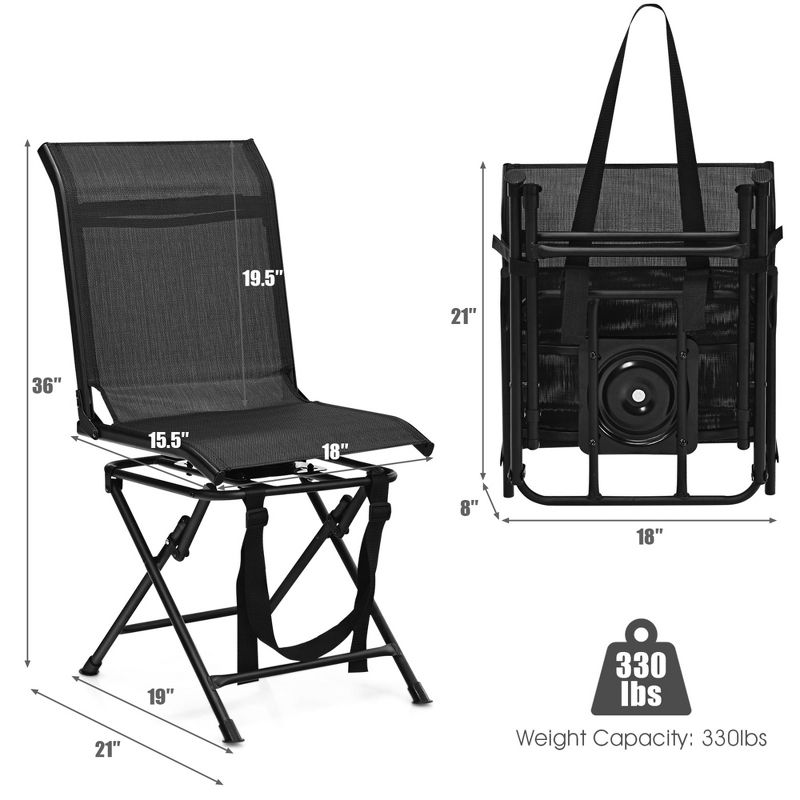 Costway Folding 360° Silent Swivel Hunting Chair Blind Chair All-weather Outdoor, 3 of 11