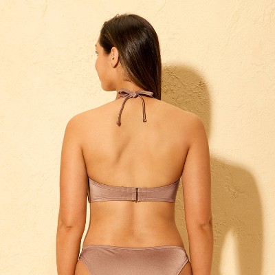 Shade & Shore Women's High Shine U-Bar Underwire Bikini Top - Shade & Shore™ Beige 34C — фото 5