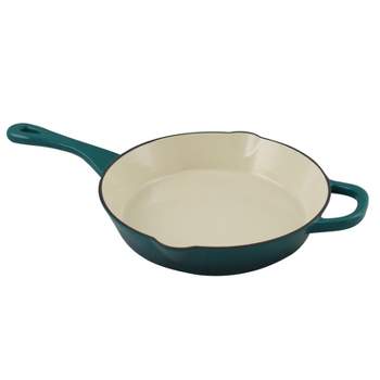 Crock Pot Artisan 8in Round Enameled Cast Iron Skillet in Teal Ombre