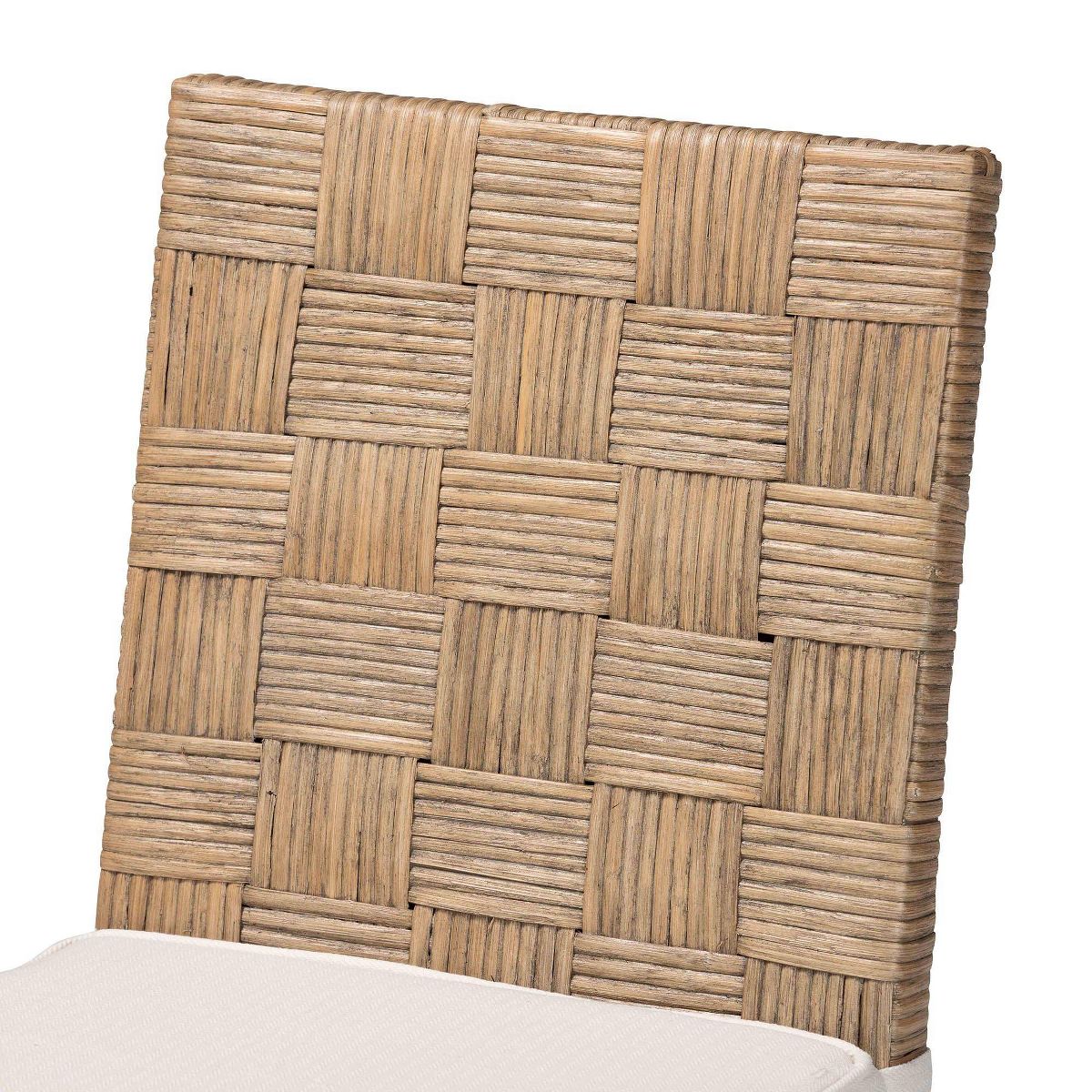 bali & pari Fatima Natural Rattan Dining Chair with Cushion Gray Taupe/Black - thumbnail 2