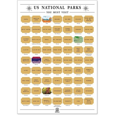 Okuna Outpost US National Parks Scratch Off Poster, Wall Decor (23.5 x 16.5 Inches)