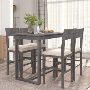 NicBex Dining Table Set for 4 Kitchen Table Farmhouse Counter Height Kitchen Table Set with 4 Upholstered Dining Chairs for Small Places - 1 of 4