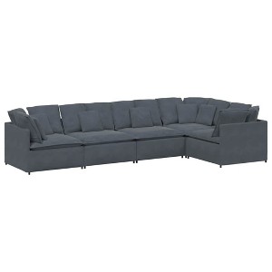 vidaXL Modular Sofa Set - Velvet Dark Gray - Modern Furniture for Living Room & Lounge - Metal & Wood Frame - 157.5" x 78.7" - Indoor Use - 1 of 4