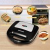 MONXOOK Electric Panini Press, 750W, Non-Stick Plates (8.46"x4.92"), Sandwich Maker with Indicator Lights, Cool Touch Handle — Black - 2 of 4