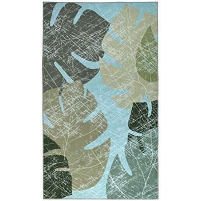 Homefires Faded Tropical Leaves Indoor Rug Only – Soft, Stylish Accent Rug with Botanical Design – Perfect for Living Room or Bedroom