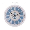 Metal Anchor Wall Clock White - Olivia & May: Nautical Coastal Beach Theme, Indoor Round Analog Display - 3 of 4