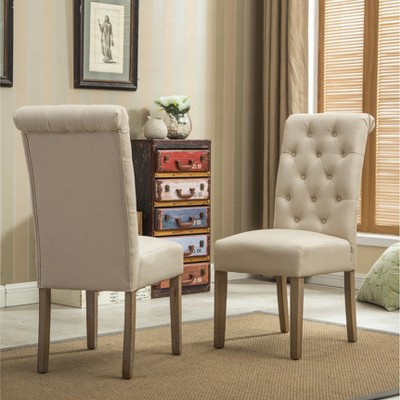 Dolonm Set of 2 18" W x 26" D Upholstered Tufted Parsons Dining Chair with Solid Wood Legs & High Back for Kitchen/Living Room
