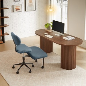 Pinmoco Ergonomic Cross-Legged Swivel Chair, Adjustable PU Leather Meditation Chair - 1 of 4