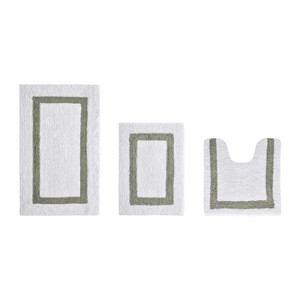Hotel 3 PC Bath Rug 100% Premium Cotton Tufted Weave Two Tone Reversible Bathroom Rug, Super Soft Absorbent, Machine Washable Bath Mat - 1 of 4