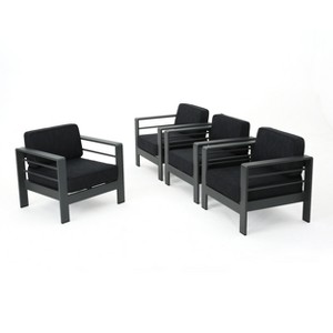 Cape Coral Set of 4 Aluminum Club Chair: Water Resistant & Weather-Resistant - Christopher Knight Home - 1 of 4
