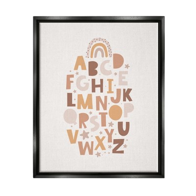 Stupell Industries Muted Alphabet Letters Framed Floater Canvas Wall Art