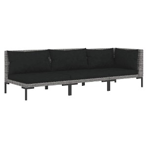 vidaXL 3 Piece Patio Lounge Set Dark Gray Half Round Poly Rattan - 1 of 1