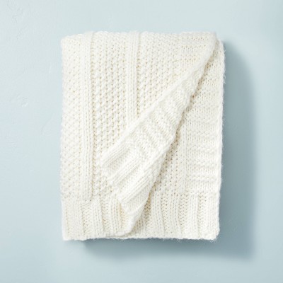Chunky Textured Knit Throw Blanket Sour Cream - Hearth & Hand™ with Magnolia