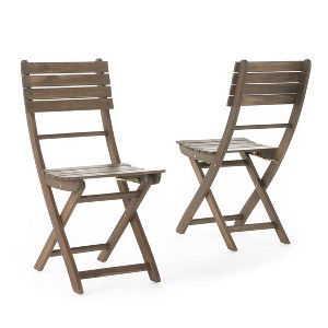 Positano Set of 2 Acacia Wood Foldable Dining Chairs - Christopher Knight Home - 1 of 4