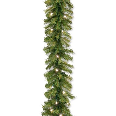 National Tree Company Pre-Lit Artificial Christmas Garland, Green, Norwood Fir, White Lights, Plug In, Christmas Collection, 9 Feet