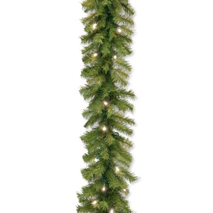 National Tree Company Pre-Lit Artificial Christmas Garland, Green, Norwood Fir, White Lights, Plug In, Christmas Collection, 9 Feet - 1 of 4