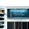 Tangkula Lockable Wall Mounted Mirrored Jewelry Organizer White Armoire Cabinet w/ LED Lights - 4 of 4