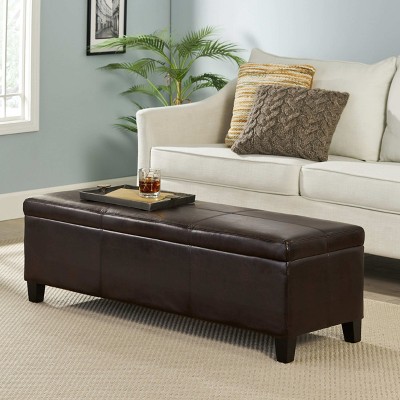 CAVINAS Rectangular Polyester Storage Ottoman Bench with Hidden Storage,Upholstered Storage Ottoman,Storage Benches for Living Room,Bedroom
