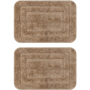 Unique Bargains Soft Plush Absorbent Non-Slip Machine Washable Bathroom Rugs 2 Pcs - 1 of 4